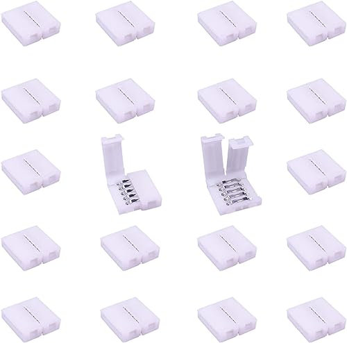 LITAELEK 20pcs LED Streifen Verbinder 5 polig 12mm Breit SMD 5050 RGBW LED Strip Connector LED Stripe Anschluss RGBW LED Band Schnellverbinder Stecker 5-Pin LED Leiste Steckverbinder Adapter