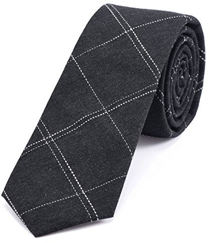 DonDon Herren Krawatte 6 cm gestreift Baumwolle anthrazit