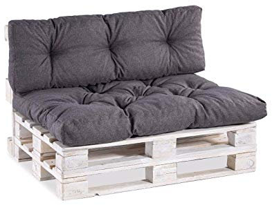 Gutekissen Palettenkissen, Gartensofakissen, Gesteppte Kissen gefüllt mit granuliertem Poulirette-Schaum, viele Farben und Größen PPI (Eckkissen 60x40, gesteppt Anthrazit)