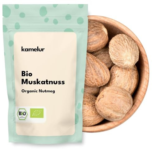 250g di noce moscata biologica intera - noci moscate raccolte a mano nella migliore qualità biologica - per il mulino di noce moscata - in imballaggi biodegradabili