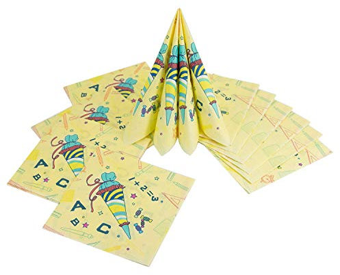 Oblique Unique® 20 Servietten für Schuleinführung Schulanfang Einschulung Deko mit ABC Zuckertüte 1 + 2 = 3 Schule