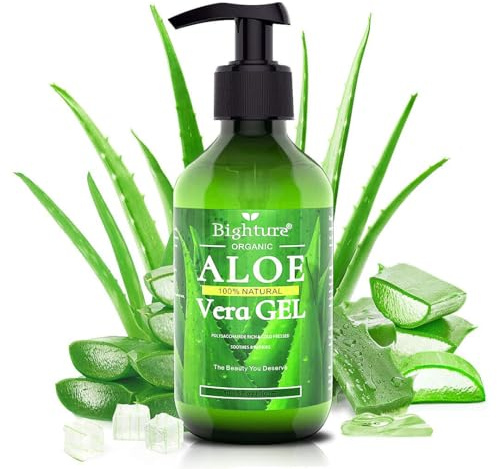 Aloe Vera Gel, 100% Aloe Vera Organic from Freshly Cut Aloe Leaves, Skin Care for Deeply&Rapidly Soothing, Firming, After Shave, Sunburn Relieve,etc
