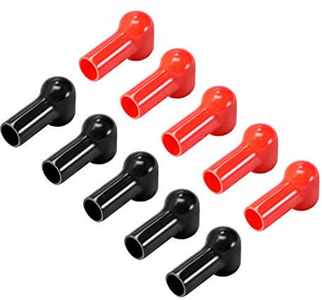 sourcing map Battery Terminal Insulating Rubber Protector Covers for 16mm Terminal 12mm Cable Red Black 5 Pairs