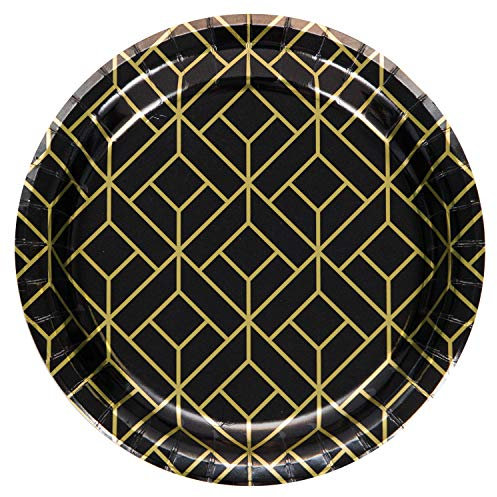 Creative Party PC343953 Geometric Gold Foil Paper Dessert Plates-8 Pcs