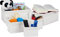 Relaxdays 10024309_49 Corbeille de rangement en tissu, Set de 6 paniers en bambou, déco étagère organiseur, blanc, Taille Unique