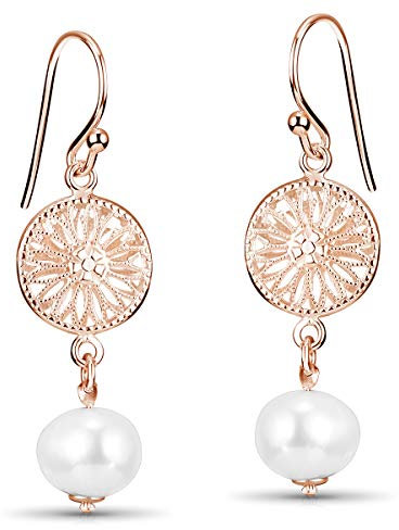 Materia Perlen Ohrringe Silber 925 Damen Ohrhänger rosegold SO-305-Rose