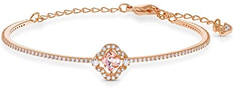 Swarovski Una Armreif, Glücksklee, Rosa, Roségold-Legierungsschicht