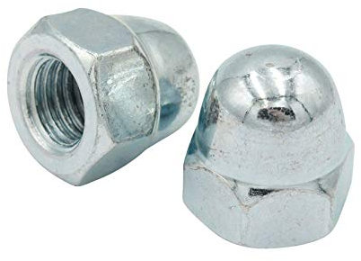 D2D | VPE: 50 Stück - Sechskant Hutmuttern - Größe: M10 - DIN 1587 - hohe Form - galvanisch verzinkt Güteklasse 6 - Ziermuttern