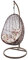 Kideo Komplettset: Hängesessel mit Gestell & Kissen, Korbsessel, Poly-Rattan (Gestell- und Korbfarbe: braun, Kissen: Blumenmuster Nest (3761 Roses))