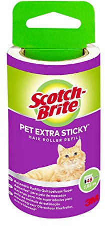 Scotch-Brite Pet Extra Sticky Recharge pour Rouleau Super Adhésif pour Poils d'Animaux, 48 Feuilles, Blanc