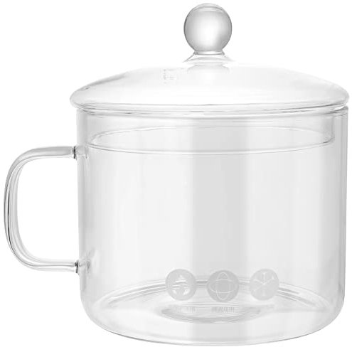 DOITOOL Glass Noodle Pot with Lid - Heat-Resistant Thick Glass Cookware Set - Cooktop Safe for Pasta, Noodle, Soup, Milk, Baby Food - Size 2 Stew Pot