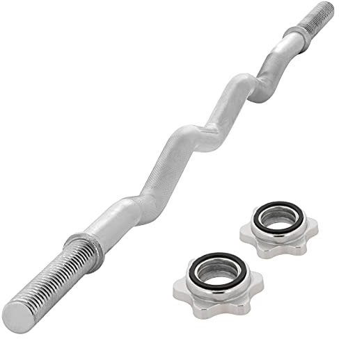 MAXXIVA Curlstange 120 cm Krafttraining Zugstange silber verchromt Sternverschluss Workout Bodybuilding Fitness Gewichtheben bis 150kg