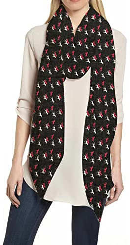 Lina & Lily Damen Schal Tuch mit Pferd Muster (Schwarz)