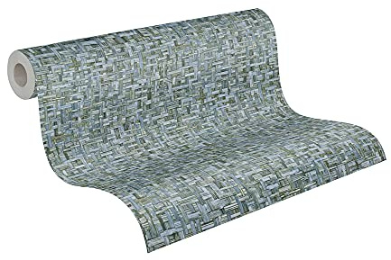 A.S. Création Architects Paper Holzoptik Jungle Chic Tapete in Geflecht Optik PVC-freie Vliestapete blau matt glatt 377063 37706-3, 10.05 m x 0.53 m