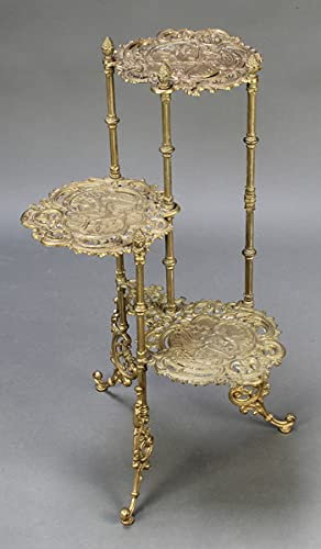 artissimo Kunstvoller französischer Barock Beistelltisch Messing Blumenständerin 3 Stufiger Hirsch Model Telefontisch 72 cm x 25 cm Blumentisch Antik Jugendstill Pflanzenständer 82-322 Neu