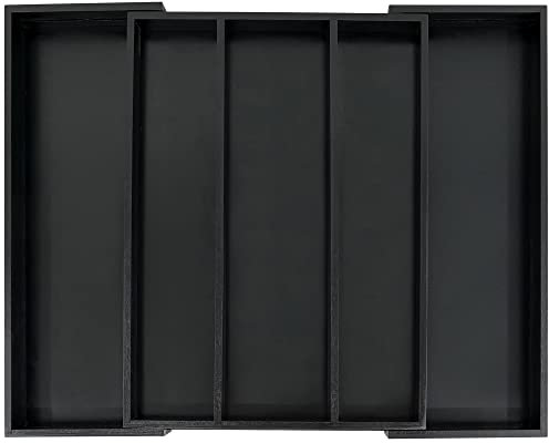 Utoplike Cubertero de Bambú, Organizador Extensible Grande para Cajón de Utensilios, Divisor para Cajón de Cubiertos, Soporte para Herramientas Pequeñas en Cocina, Dormitorio, Sala de Estar, Negro