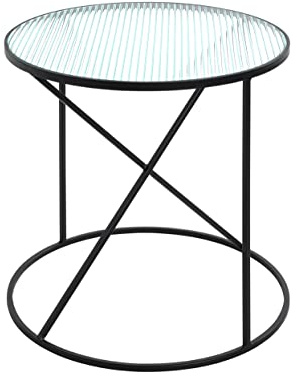 HAKU Beistelltisch schwarz, Metall, Sicherheitsglas - Maße: H 50 cm x Ø 50 cm, Style: Modern