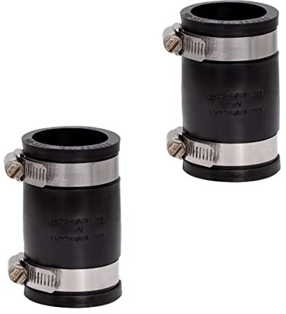 Fernco 2-Pack 1056-125 1-1/4-in. Flexible PVC Pipe Coupling for Cast Iron and Plastic Plumbing Connections in Black