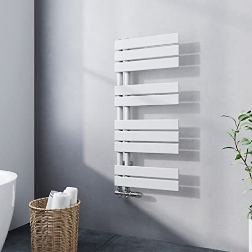Meykoers Badheizkörper Seitenanschlusss 899 x 400 mm Handtuchheizkörper Badezimmer Handtuchtrockner Bad Heizkörper Flach Handtuchwärmer Weiß 380 Watt
