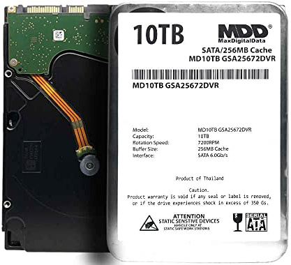 MDD MD10TGSA25672DVR, 10 TB, 7200 U/min, 256 MB, SATA 6,0 Gb/s, 3,5 Zoll (8,9 cm)