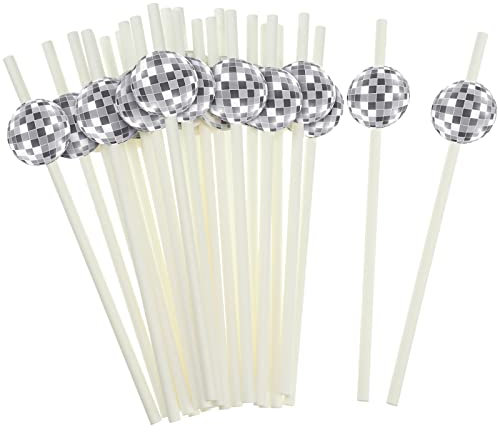 Vesici 100 Pcs Paper Straws Baby Shower Disposable Drinking Paper Straws for Baby Shower Decorations Birthday Party Supplies, 0.24 x 7.76 Inches(Disco Ball)