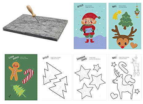 JEKA Prickelset für Kinder - Prickelnadel Set, Prickelmotive und Basteln zu Weihnachten - Geschenkidee