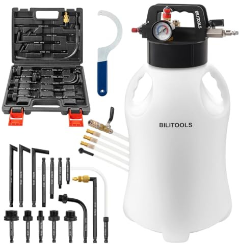 BILITOOLS Kit di ricarica pneumatica ATF per pompa fluida a trasmissione automatica da 8 litri estrattore e erogatore di liquidi per olio sottovuoto con 15 adattatori ATF