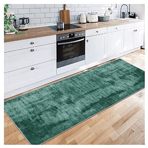 Siunwdiy Teppich Läufer Flur rutschfest 60X140CM Küchenteppich Abstrakt Dunkelgrün Waschbar Meterware Schlafzimmer Korridor Teppichläufer Lang, 40/50/60/70/80/90/100/120cm Breit
