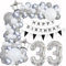 Luftballons Girlande 33 Geburtstag Deko Frauen Mann Luftballons Silber grau Weiß deko 33. Geburtstag Frau Männer 33 Jahre Geburtstagdeko Silber Happy 33 Birthday Girlande Ballons Deko Weiß silber