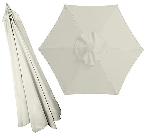 Toile de rechange pour parasol 2.0m/2.7m/3.0m, toile de parasol deporté 6 baleines/8 Baleines, Housse de rechange pour parasols de jardin, Anti-UV extérieur Parasols Auvent de rechange(Couleur:Blanc c