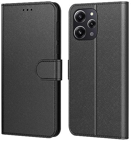Tenphone Coque pour Xiaomi Redmi 12, Coque Redmi 12 4G,Etui Protection Housse Premium en Cuir PU, [Emplacements Cartes], Pochette Flip Case Compatible avec Xiaomi Redmi 12 Book (Noir)