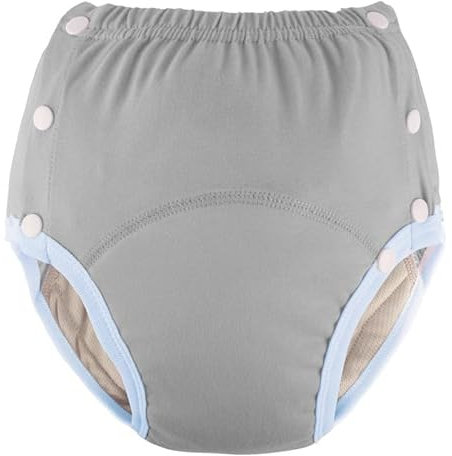 Inkontinenzhose aus Baumwolle für Erwachsene: waschbar, atmungsaktiv, verstellbar, auslaufsicher, ältere Menschen (Gray, XL)