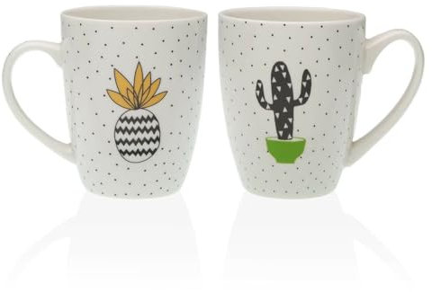 Versa Taza Mug Cactus Piña 2 Unidades Porcelana
