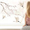 Wandtattoo Loft Fensterbilder Frühling mit Magnolienzweig Kranich – A4 Bogen, Wiederverwendbar – Frühlingsdeko Fenster, Frühlingsbild Fenster, Fensterdeko Frühling, Fensterfolie Frühling Selbstklebend