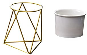 NOLITOY Ensemble Mini Jardinière en Céramique Pot De Fleur sur Pied en Métal Jardinière sur Pied Petite Succulente Support De Plante en Métal Pot De Fleurs Nordique