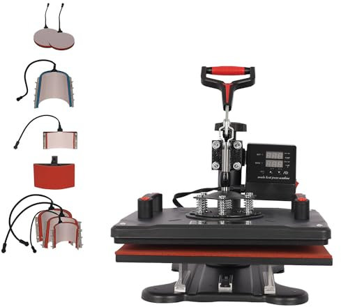 shine planet 8 in 1 Heat Press Machine Dual Digital Control 360 Degree Swivel Heat Press Machine Multipurpose Combo Kit Sublimation Heat Press Machine for T Shirts, Mug, Hat, Plate, Cap (30 * 38CM)