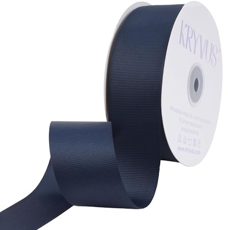 Kryvus Grosgrain Ribbon, Navy Blue Ribbon 38mm x Continuous 45 Metres, Navy Blue Grosgrain Ribbons Perfect for Gift Wrapping, Crafts, Sewing, Wedding Decor, DIY Hair Accessories and More