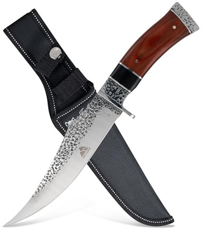 by GER-SABER Jagdmesser festehende Clip-Point-Klinge inkl. Gürtelholster 30cm Einhandmesser - Outdoor Messer für jedes Abenteuer, Survival Bowiemesser für Camping, Jagd, Wandern und mehr (G71)