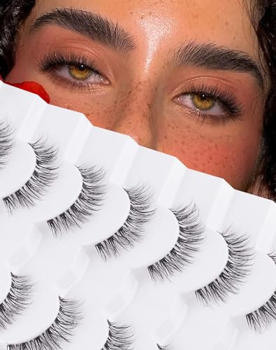 Jiocolor Natürliche Wimpern Wispy Wimpern Natürlicher Look Falsche Wimpern Natürliche Wimpern Falsche Augenwimpern Weiche Flauschige Wimpern 7 Paare (5-12MM)