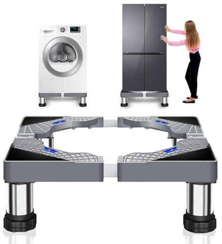 Bocguy Support Machine a Laver, Socle Machine a Laver, Largeur Réglable 40-60cm, Avec 4 pieds Stable pour Machine à Laver, pour Réfrigérateur, Machine à Laver, Sèche-Linge, Congélateur