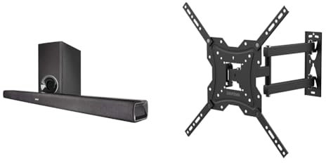 Denon DHT-S316 Soundbar and Wireless Subwoofer for Surround Sound, Bluetooth Sound Bar & GRIFEMA GB1004 Swivel TV Wall Bracket, for 26-55 inch Screens, for Flat & Curved TV up to 30KG