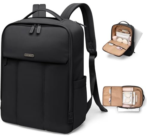 GOLF QUALITY Mochila Hombre Portatil Impermeable Mochila para Ordenador Portatil 16 Pulgadas, Bolso de Escuela,para Mujer para Viaje Diario Negro