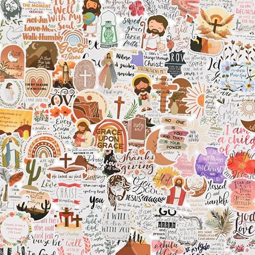 100PCS Bible Verse Stickers, Christian Inspirational Jesus Religious Stickers, Waterproof Motivational Sticker for Water Bottle Laptop Decals Skateboard Luggage