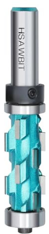 Flush Trim Spiral Router Bit with 1/2 inch Shank,3/4 Inch Cut Dia. & 43mm Cut Length, Carbide Double Bearing Router Cutter Bit
