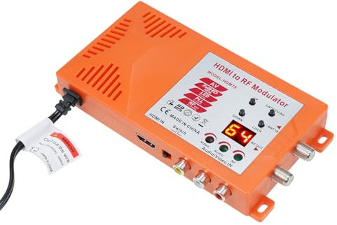 Mulcort Modulateur RF,Adaptateur convertisseur coaxial UHF TV/AV vers modulateur RF avec commutateur Ant et Canal pour Ordinateur Portable de Jeu Blu-Ray HD vidéo AV vers TV coaxial analogique NTSC