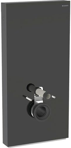 Geberit Monolith PLUS Sanitärmodul für Wand-WC, 101cm, Wasseranschluss seitlich, mit Anschlussstutzen, Farbe: Glas schwarz/Aluminium schwarzchrom