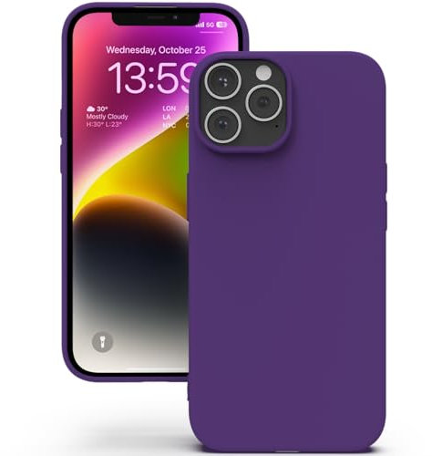 YATWIN Cover per iPhone 13 Pro, Custodia in Silicone Morbido con Tagli di Precisione per Fotocamera, Design Ultra Sottile, Protezione 360° con Bordi Rialzati, Viola