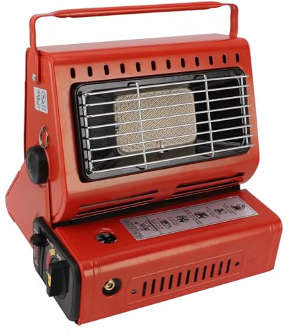 Tragbare Gasheizung Campingheizung für Zelt, Camping, Kochherd, 1,3 kW, 90 g/h, 2-in-1 Butan-Flüssiggasheizung, Brenner, tragbarer Outdoor-Gas-Heizstrahler für Camping, Angeln, Zelt, Zuhause