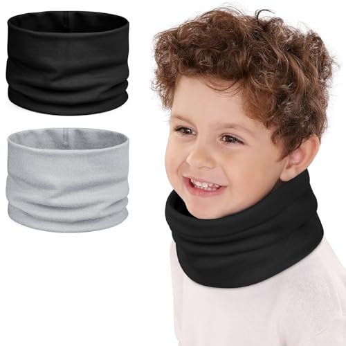Kiiwah 2 Pièces Tour de Cou Enfant, Coton Écharpe Enfant Fille Garcon Doux Boucle Cache Cou Enfant Thermique Foulard Enfant Filles pour Hiver Printemps Automne