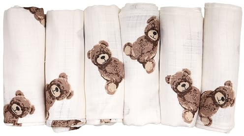 FENSILO Baby Spucktücher | Mulltücher | Mullwindeln - 6er Pack 70x80 cm für Baby und Neugeborene|Musselintücher für Jungen und Mädchen|Spucktücher aus Baumwolle|Abdecken|